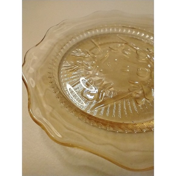 Amber Carnival Glass Jeannette Iris & Herringbone Plate 5 1/2” Marigold - Picture 6 of 10